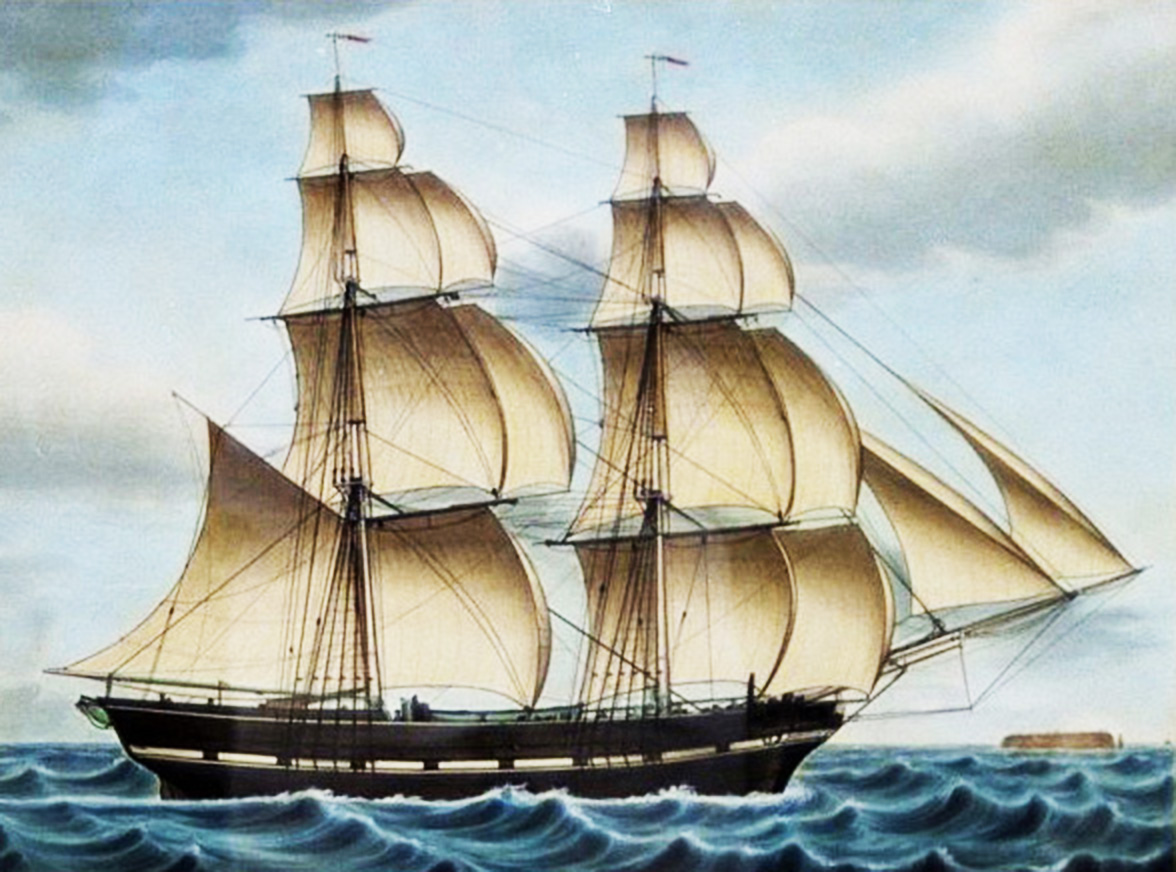 A brig at sea